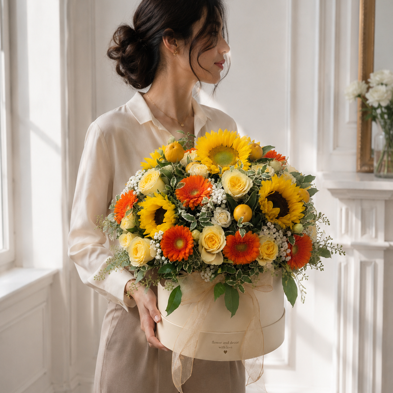 Sunshine Bloom Fresh Hatbox