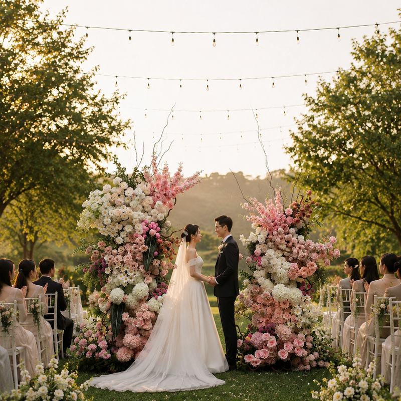 Blush Garden Wedding Setup